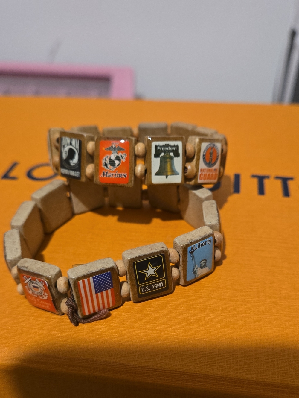 Military Emblem Stretch Bracelet -2 Of Them USA, POW, ARMY, NAVY FREEDOM ✨